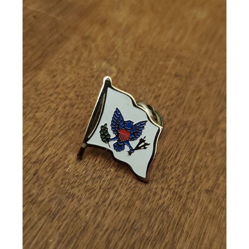 Army Eagle Flag White Military Enamel Hat Pin Lapel Red Blue Green Branch